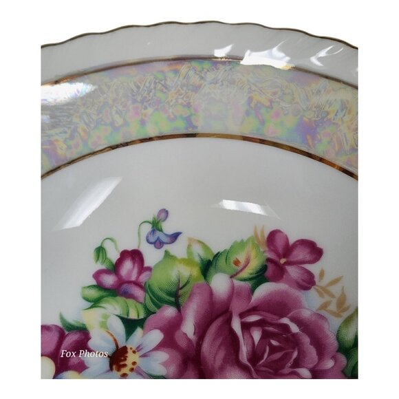 Vintage Ugaco Ceramics Japan Hand Painted Rose Bowl 7.5" Round Gold Gilded - Picture 6 of 9